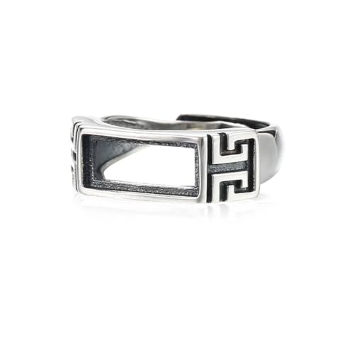 Ajuste de anillo con bisel rectangular regulable de plata de ley