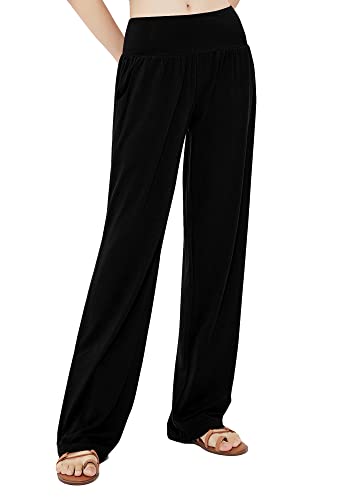 Urban CoCo Women's Comfy Yoga Pants Casual Wide Leg Sweatpants High Waist Stretch Trousers with Pockets