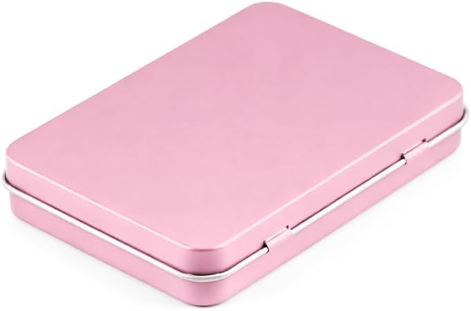 Green Rectangular Hinged Metal Tin Case 10.8x7.6x1.77cm, Empty Storage Tin Container, Portable Household Small Gadget Storage Box