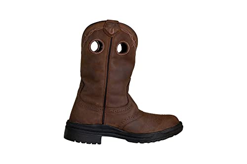 TuffRider Ladies Leigh Round Toe Western Boot- Brown-With Free Assorted Striped Socks4