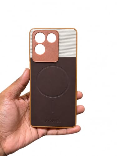 Image of Bintage 2in1 Hard Slim Back Case | Soft Border Camera Protect | Dual PU Leather Finish Back Cover Compatible for Vivo T2 Pro 5G - White & Cherry Brown