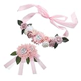 [TEMPNAP] マタニティサッシュベルト フラワーデザイン 妊娠中 写真撮影用小道具 ベビーシャワー ジェンダーレ パーティー 集い マタニティドレスに合う 調節可能な ソフト生地