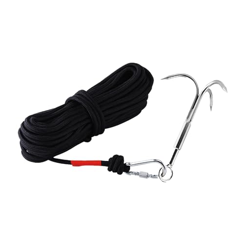 MHDMAG Small Grappling Hook with Rope, Anchor Hook with 3-Claw Stainless Steel Hooks for Anchor Retrieving, Outdoor Hiking, Tree Limb Removal