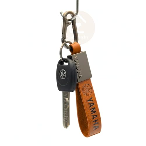 Image of Premium Leather Keychain Metal Hook Compatible with Durable Faux Leather Brown Strap with Heavy-Duty Alloy Clip Stylish Bike & Car Key Holder