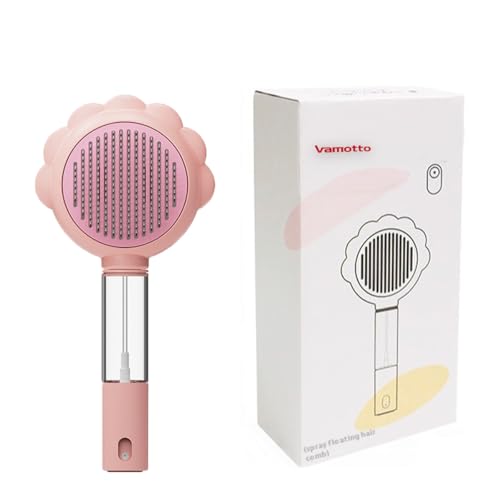 Image of Self-Cleaning Spray Cat Brush for Shedding, Deshedding Dog Spray Brush with Water Spray & One-Click Hair Release for Long /Short Haired Animals (Pink)
