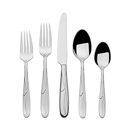 Mikasa 5061639 Cocoa Blossom 65-Piece 18/10 Stainless Steel Flatware Set with Hostess Serving Utensil Set, Service for 12,Silver