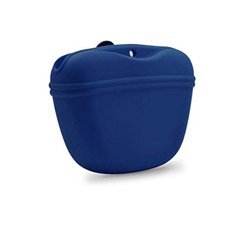 AUDWUD - Bolsa de silicona para entrenamiento para perros - Clip en contenedor de entrenamiento portátil - Cómodo cierre magnético con hebilla y clip para la cintura - Silicona 100% certificada de grado alimenticio y sin BPA (azul marino)
