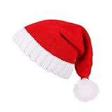 LOKIPA Christmas Santa hat, Knitted Santa Hat Adult Red Xmas Beanie for Adult Christmas New Year Gifts