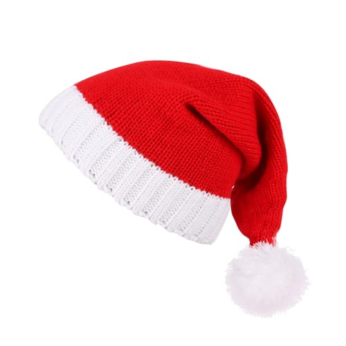 LOKIPA Christmas Santa hat, Knitted Santa Hat Adult Red Xmas Beanie for Adult Christmas New Year Gifts