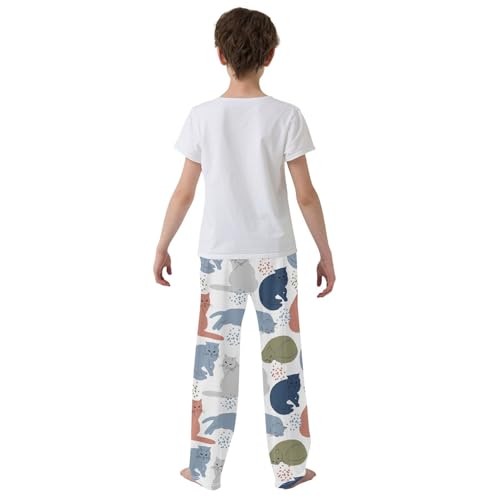 Boys' Pants Multicolor Cats Cute Long Bottoms Jogger Pants Elastic Waist Trousers with Pockets S-XL3