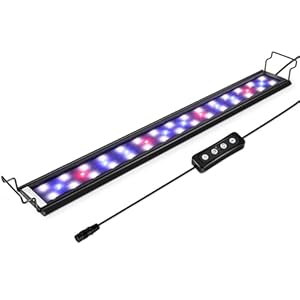 hygger 32W Aquarium LED Beleuchtung, Aquarium LED Lampe mit Timer, dimmbare, LED Aquarium Licht mit Verstellbarer Halterung für 111cm-137cm Aquarium Fisch Tank Fisch Pflanze(Weiß & Blau & Rot Licht)