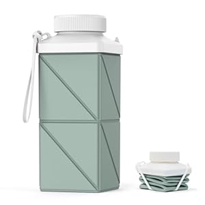 Collapsible Water Bottles 17.4oz(516ML), 2nd Generation Leakproof BPA-Free Travel Water Bottle,Lightweight Reusable Water bottle, Portable for Travel Cycling Gym Camping,Sage Green, 1 Pack