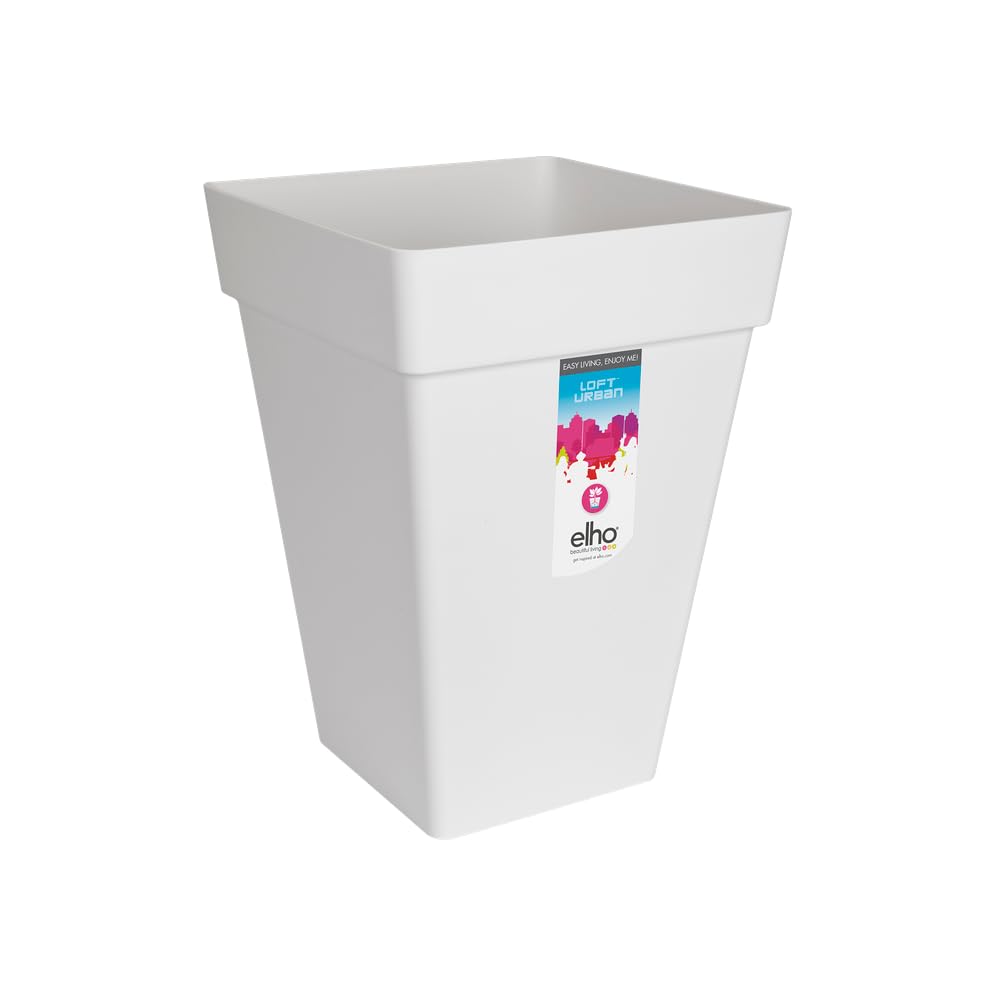 elho Loft Urban Square High 30 - Flower Pot for Outdoor - 100% Recycled Plastic - Ø 29.3 x H 41.3 cm - White/White