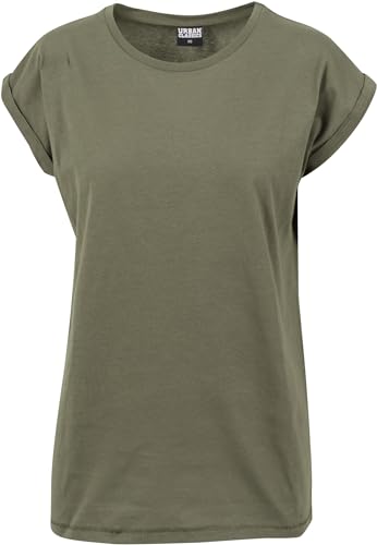 Urban Classics Ladies Extended Shoulder Tee, Camiseta Mujer, Olive, XS