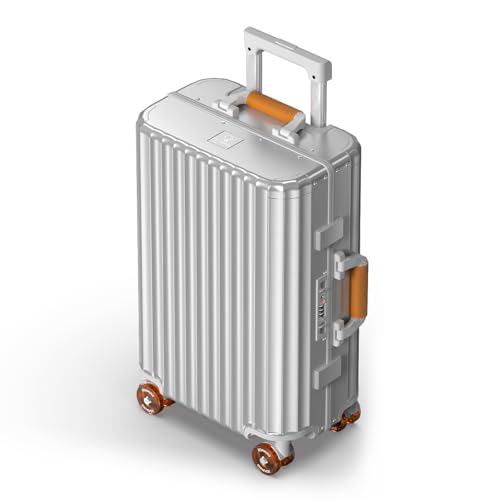 ROAMING 20 Inch Carry-On Luggage Durable All Aluminum Hardshell Suitcase - Zipperless Luggages Airline Approved with 360° Spinner Wheels, TSA Lock USB Port, Smart Organizational Pockets, Silver