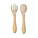 Dreamle Set fourchette et cuillère pour enfants, set de couverts pour bébé, cuillère et fourchette à manche en bois, sans BPA