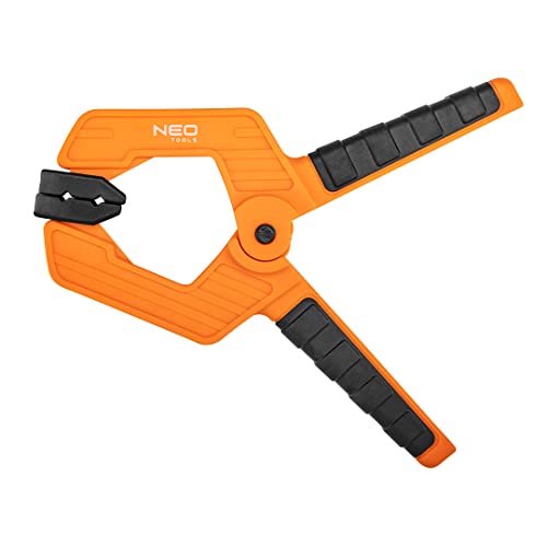 NEO TOOLS Schwerlast-Federzwinge 50 mm, Kunststoff, verstärkte Ausführung aus strapazierfähigem Kunststoff, Spannkraft bis 11 kg, Elemente zu stabilisieren oder zusammenzudrücken (4"/100)