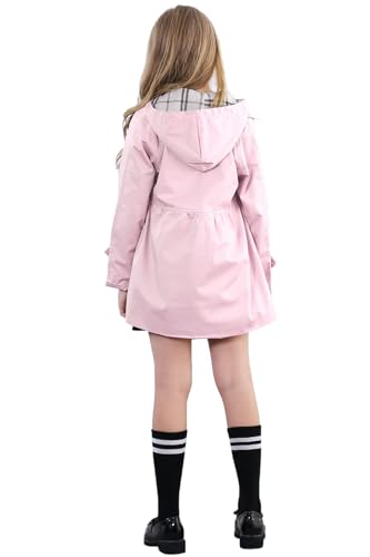 Image of Betusline Girls 2 Packs Trench Coat Hooded Lightweight Single Breasted Dress Outerwear Jacket,2-14 Years