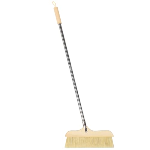 Alipis Wood Bristle Broom Long Handle for Floor Cleaning Soft Bristle Sweeper for Kitchen and Household Use