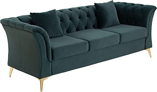 kevinplus Extravagantes Samt Sofa 215x 78x 76 cm smaragdgrün 3-Sitzer...