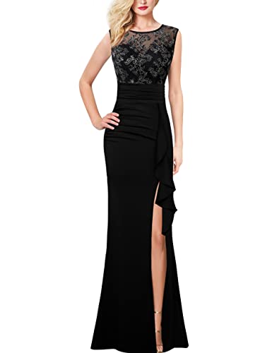 Image of VFSHOW Womens Formal Ruched Ruffles Evening Prom Wedding Party Maxi Dress