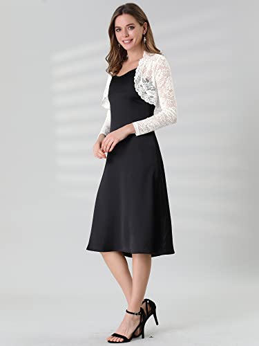 Image of Allegra K Women's Elegant Crop Cardigan Sheer Floral Lace Bolero Shrug Top