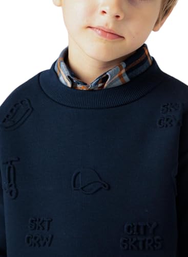 Mayoral Embossed Pullover for Boys Navy3