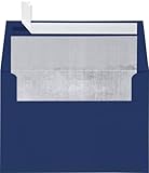 A7 Invitation Envelopes w/Peel & Press (5 1/4 x 7 1/4) - Navy w/Silver LUX Lining (50 Qty.)