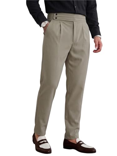 Image of TOPLOT Men's Cotton Casual Trouser | Elegant Pleated Front with Dual-Button Waistband | Comfortable Stretch Elasticity for Easy Movement | Tapered Ankle Finish | Casual & Office Wear (5277)