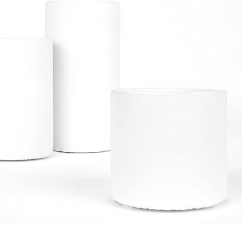 Miniatura 5 de Koyal Wholesale Portavelas de cerámica y candelabros cónicos, juego de 3 portavelas blanco mate