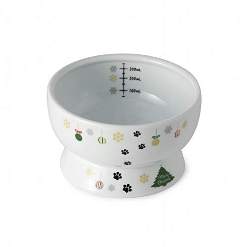 Necoichi Raised Cat Water Bowl, Elevated, with Measurement Lines, Dishwasher and Microwave Safe (Holiday Limited Edition, Regular) Necoichi Raised Cat Water Bowl, Elevated, with Measurement Lines, Dishwasher and Microwave Safe (Holiday Limited Edition, Regular)