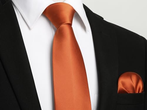 Image of Enlision Mens Ties Solid Color Satin Necktie Ties for men Handkerchief Cufflinks Pocket Squares for Wedding