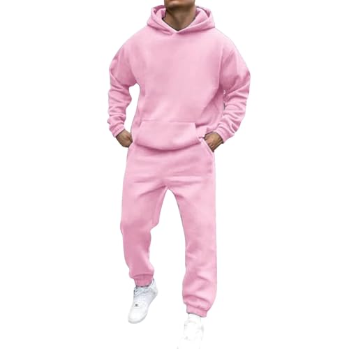 Ensemble de jogging pour homme avec sweat à capuche et pantalon - Ensemble de survêtement décontracté en molleton chaud avec cordon de serrage et poches...
