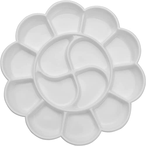 Image of KRYTONE�Pack of 2 Flower Paint Pallet Tray, Painting Pallete, 14 Wells Color Mixing Pallete /Paint Trays for Kids Paint Pallets for Kids, Paint Tray, Paint Palette, Painting Supplies White (K034)