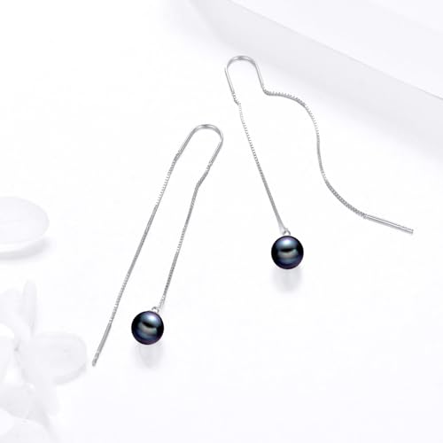 Pull Through Earrings Sterling Silver Long Piercing Ball Threader Drop Earrings Ear Line Dangle Earrings Jewelry Gifts for Women4
