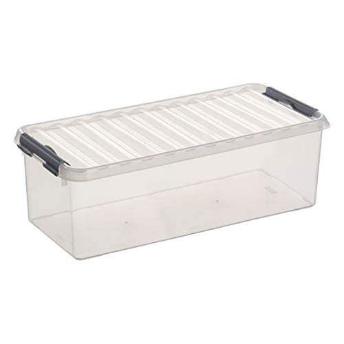 Sunware 6X Q-Line Pudełko do Przechowywania - 9,5 litra - 485 x 190 x 147 mm - przezroczysty/srebrny