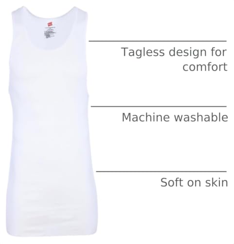 Image of Hanes Men's Tall 100% Cotton Ribbed Tank Tagless Undershirts, Multipack