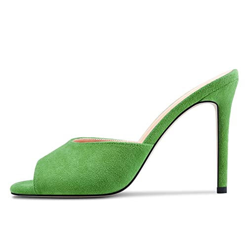 Image of TNYNFBEB Women Stiletto High Heel Peep Open Toe Sandals Slingback Slip-on Wedding Office Cute Basic Classic 3.9 Inches Heels