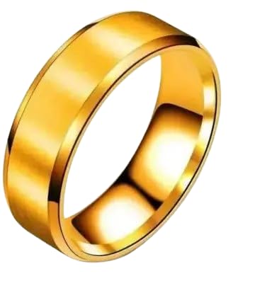 modeva "elevate your essence" Classic Gold-Toned Stainless Steel Band Ring for Men & Women, Stylish Unisex Wedding & Fashion-picture-28