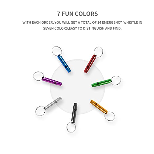 Nutlet 14 Pieces Aluminum Emergency Whistles Extra Loud Whistles With Keychain For Camping Hiking Hunting Outdoors Sports And Emergency Situations, Loud Sound Multiple Colors #TOP3