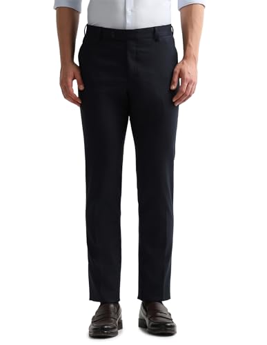 Image of Arrow Textured Tapered Fit Formal Trousers for Men - Full Length Formal Pants for Men Office Wear
