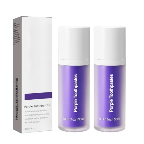 CWED 2 Piezas Pasta de Dientes Morada, Purple Blanqueador Dental, de Manchas Dentales Blanqueante