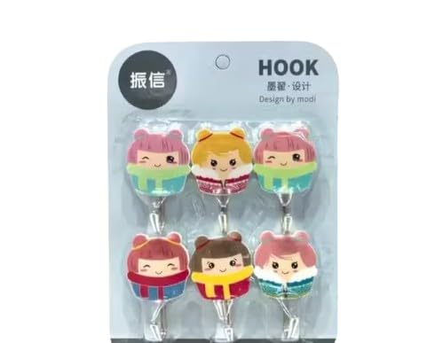 Decorative Wall Hooks, Cute Character Design, 6 Pieces, Colorful Kids Theme-image-4