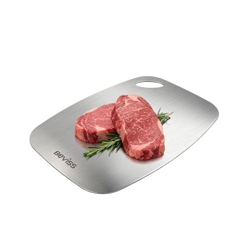 Beviss Cutting Board, 100% Pure 18/8 Stainless Steel Cutting Board Double Sided, 11.45' x 8.15' Chopping Board for Kitchen, Dishwasher Safe Chopping Board for Meat, Vegetables or Fruit