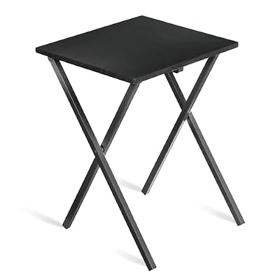 TIENDA EURASIA – Mesa Auxiliar Plegable | 34 x 40 x 50cm | Mesa Terraza Plegable | Madera y Metal Mesa+Plegable (Negro)