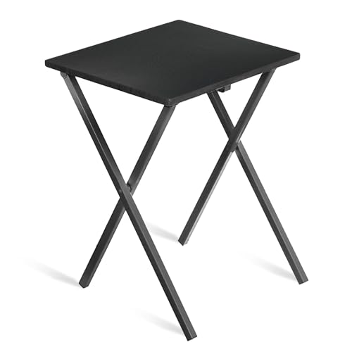 TIENDA EURASIA – Mesa Auxiliar Plegable | 34 x 40 x 50cm | Mesa Terraza Plegable | Madera y Metal Mesa+Plegable (Negro)