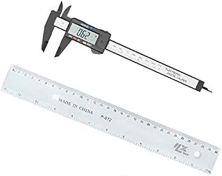JZK 150mm 15cm 6inch caliper + 30cm 12inch ruler, metric inch conversion plastic digital vernier caliper with LCD display depth gauge