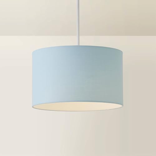 ValueLights | Reni Duck Egg Blue Fabric Drum Ceiling Lamp Shade (D) 25cm | Shades Home Décor & Improvement Essential