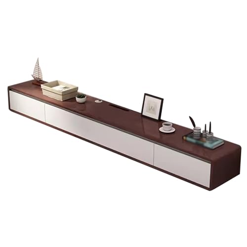 Meuble TV flottant en bois 120 cm - Banc de rangement mural et console multimédia chic