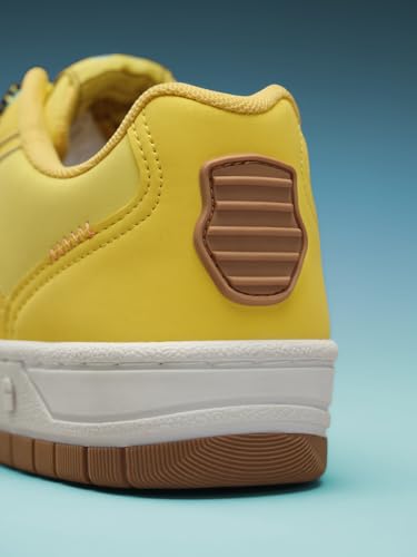 Image of The Souled Store Spongebob: Under The Sea Women and Girls Lace Up Yellow Cartoon Inspired Low Top Sneakers